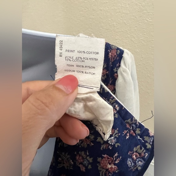 RARE Vintage Gunne Sax Prairie Dress Blue Floral Lace Peasant Cottagecore - Picture 8 of 8